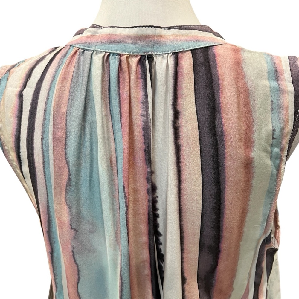 Bella Dahl Striped Button Front Blouse Sleeveless Tank Watercolor Pastel M NEW - Picture 8 of 13